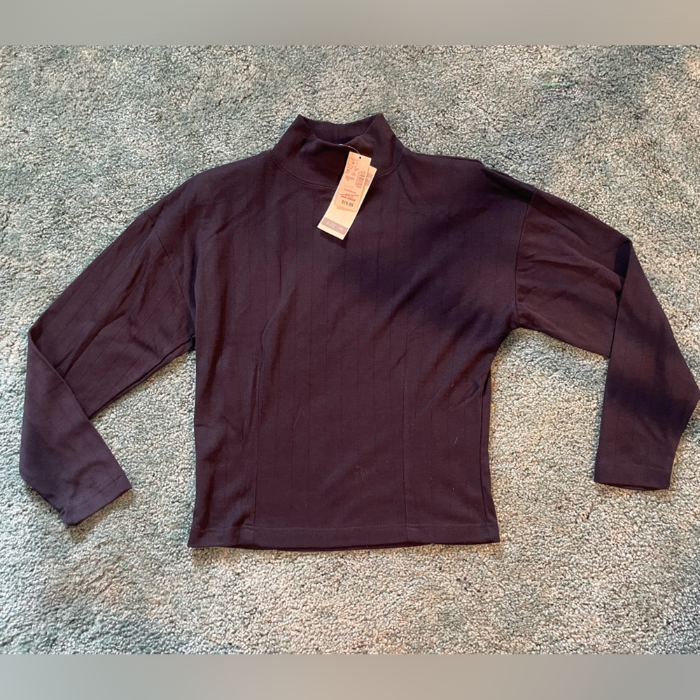 Navy Blue Dress Barn Long Sleeve Shoulder Pad Top NWT